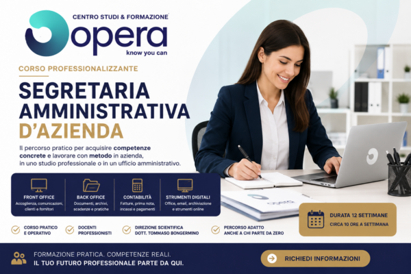 Corso Segretaria Amministrativa d’Azienda – OPERA Centro Studi