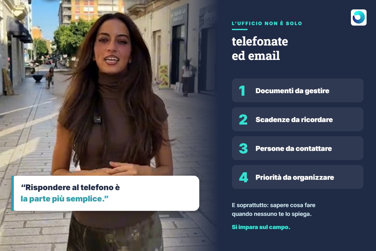 Lavorare in ufficio: le 4 attività che contano Gloria di OPERA Centro Studi a Lecce e le 4 attività del lavoro d’ufficio: documenti, scadenze, persone da contattare, priorità