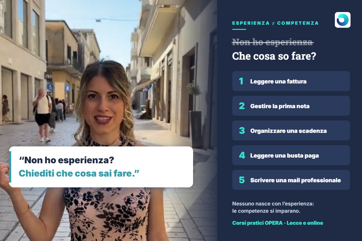 Lavoro in ufficio senza esperienza: che cosa so fare Vanessa di OPERA a Lecce: lavoro in ufficio senza esperienza? 5 competenze pratiche che contano